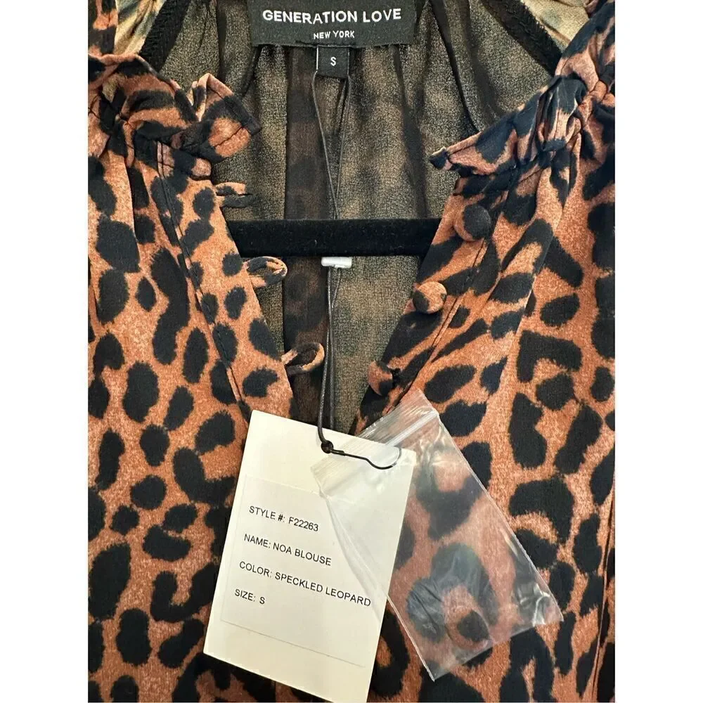 Generation Love Noa Blouse in Speckled Leopard Size S - Picture 4 of 6